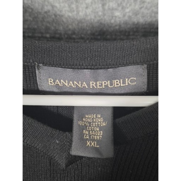 VTG Banana Republic Black V Neck Ribbed Long Sleeve Sweater Mens XXL Cotton Work - Picture 3 of 8